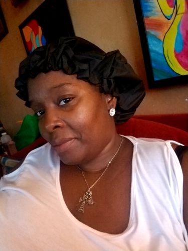 Customer photo review of Shower Cap with Satin Lining (PRE-ORDER)