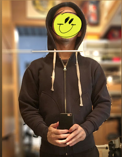 Customer photo review of 17.5 oz Terry Cloth Full-Zip Hoodie - Brick Red