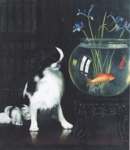 Customer photo review of Japanese Chin and Goldfish, vintage artwork by Alexander Pope, A3 (16x12") Poster Print