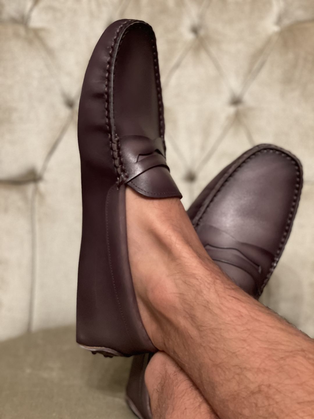 Customer photo review of MORGAN DRIVER DARK BROWN PAINTED CALF
