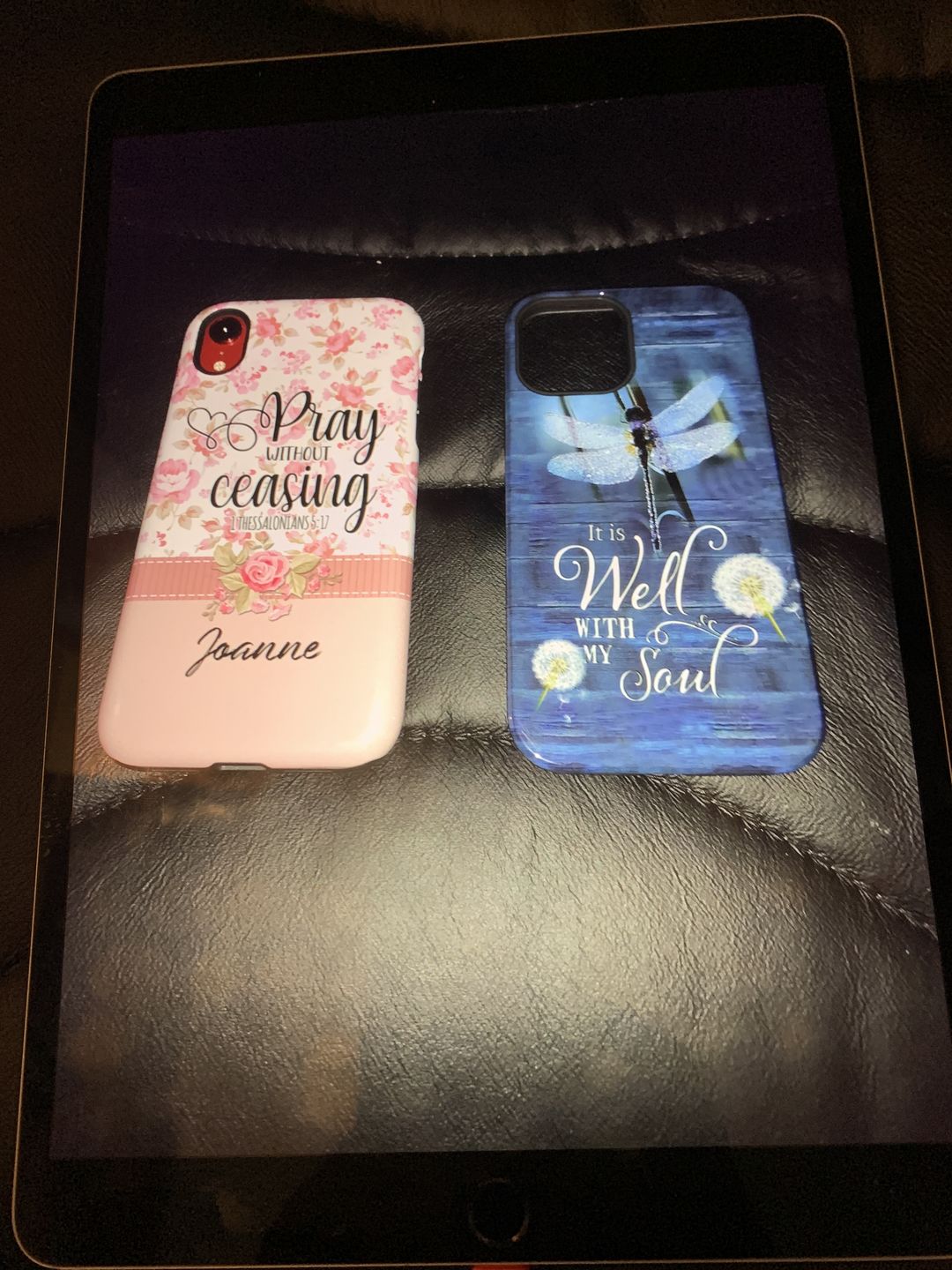 Customer photo review of It is Well With My Soul, Dragonfly, Christian Phone Case