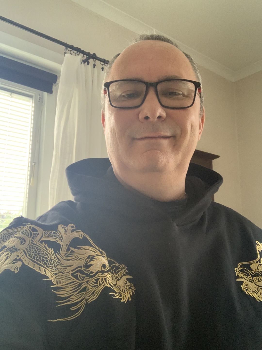 Customer photo review of Double Flying Dragons Embroidery Hoodie