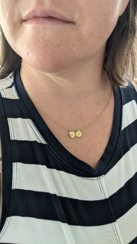 Customer photo review of MULTI COIN INITIAL NECKLACE