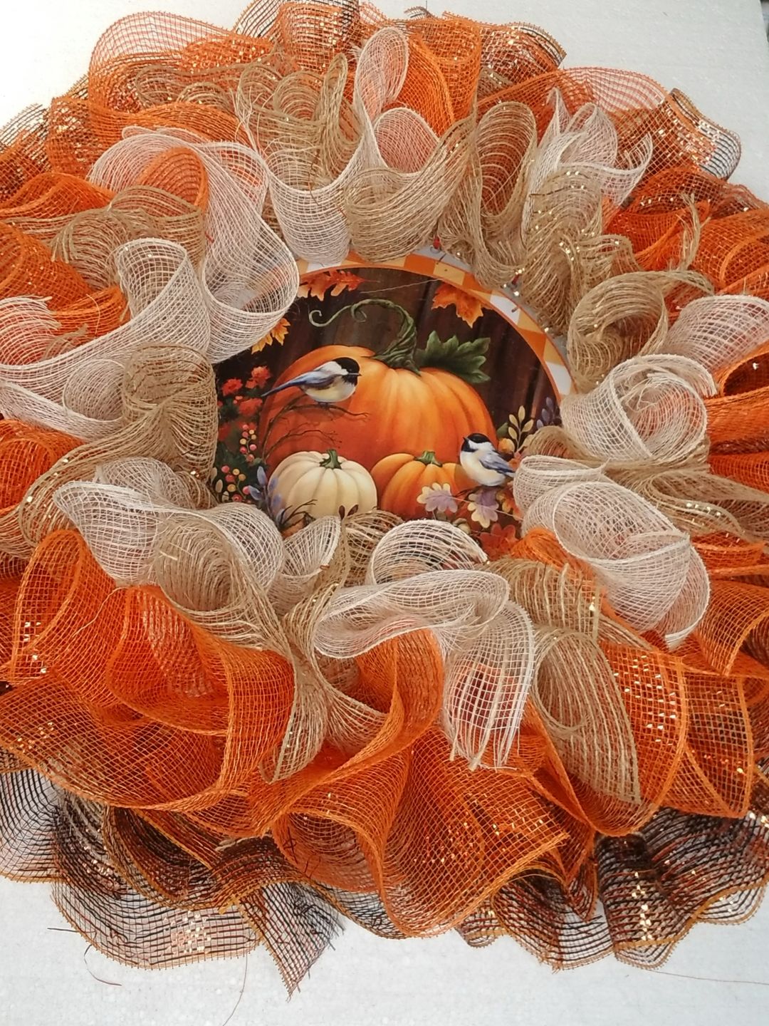 Customer photo review of 10" Round Vinyl Decal - Fall Pumpkins - DECOE-081
