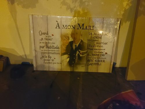 Customer photo review of À mon Mari - Toile-partenaire personnalisée