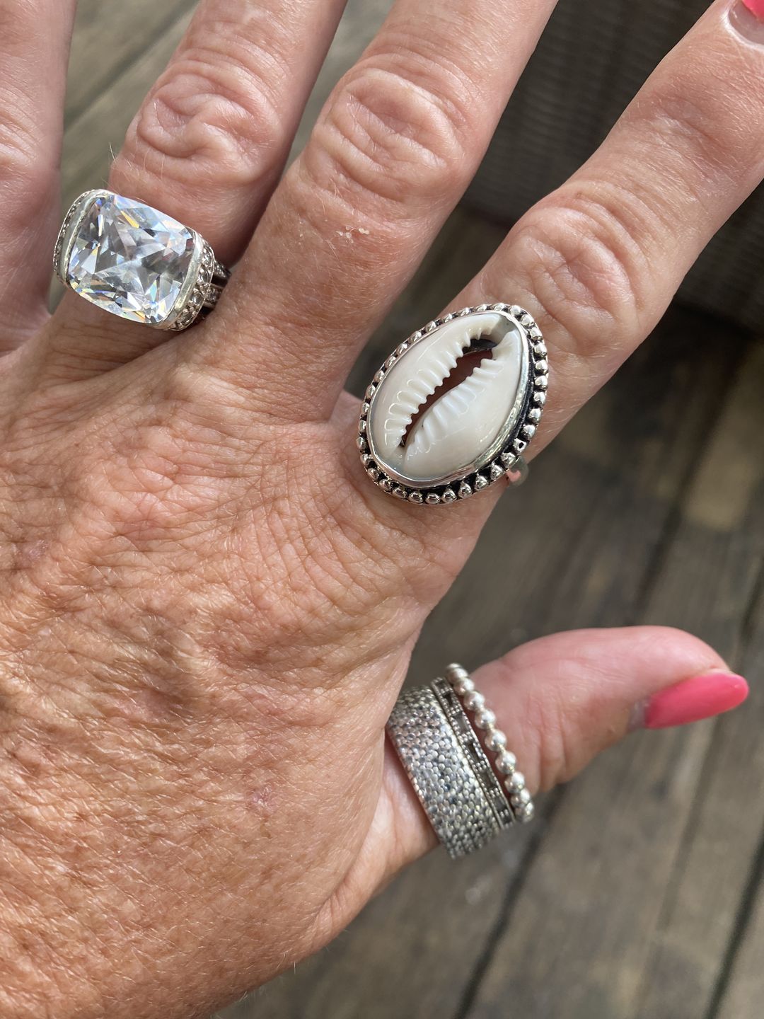Customer photo review of Sterling Silver Cowrie Shell Ring