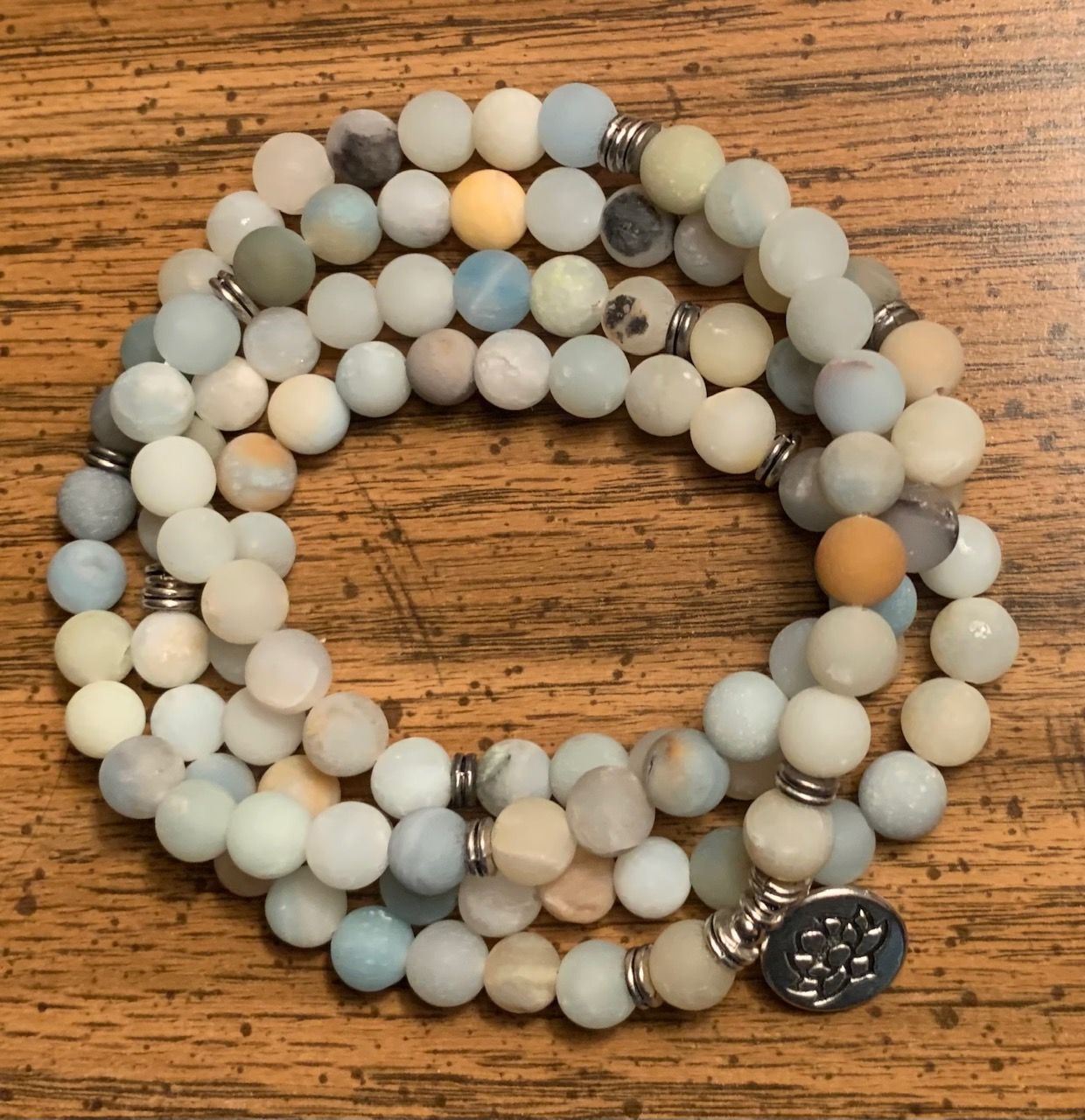 Customer photo review of 108 Natural Matte Amazonite Stone Mala Prayer Beads