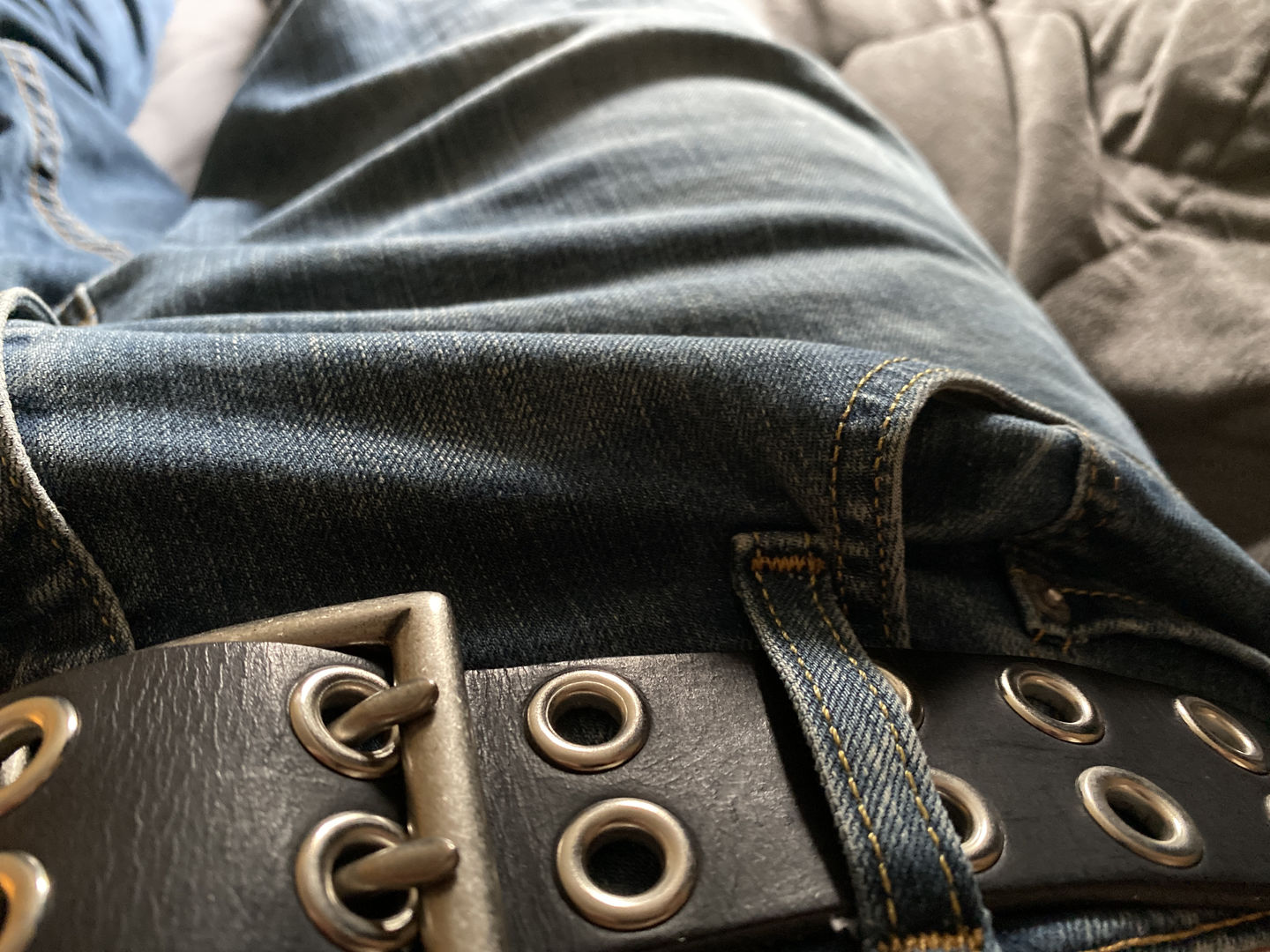 Customer photo review of The Brixton Belt - Black Double Grommet 100 % Full Grain Leather Belt