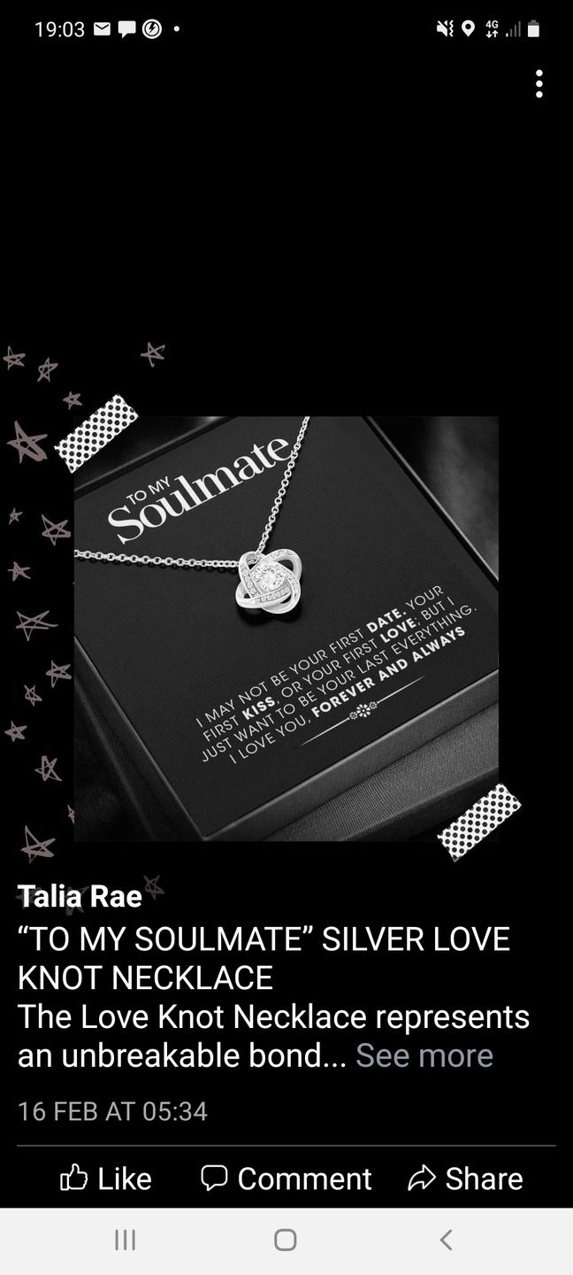 Customer photo review of "To my Soulmate" - Silver Love knot necklace