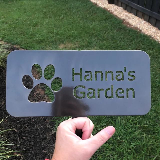 Customer photo review of Custom Garden Sign | Garden Sign | Personalized Garden Sign | Garden |  Garden Stake | Garden Art | Metal Yard Art