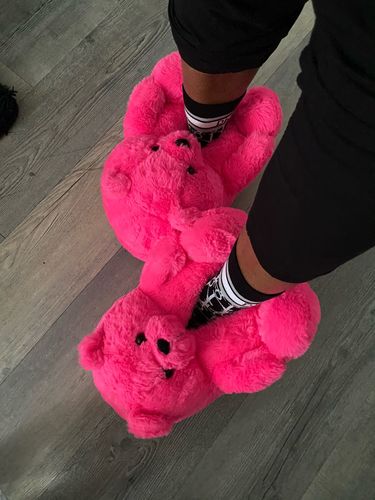 Customer photo review of Teddy Bear Home Plush Cotton Slippers