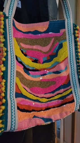 Customer photo review of Daphne Embellished Multi-colored Hand Beaded Tote