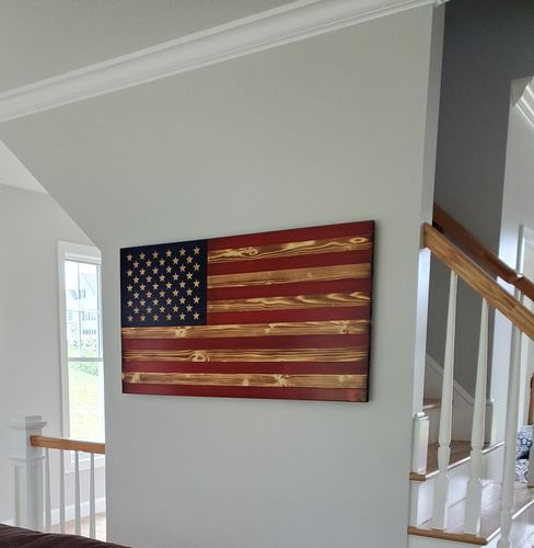 Customer photo review of Traditional United States Rustic Wood Flag
