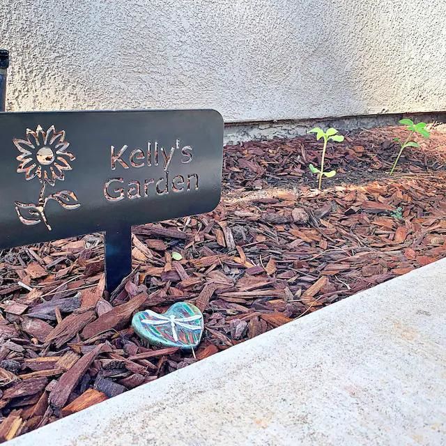 Customer photo review of Custom Garden Sign | Garden Sign | Personalized Garden Sign | Garden |  Garden Stake | Garden Art | Metal Yard Art