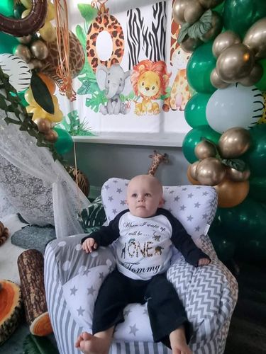 Customer photo review of Personalised Grey Patchwork Bean Bag Chair