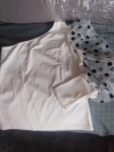 Customer photo review of Fashion Polka Dot Mesh Stitching Shirt