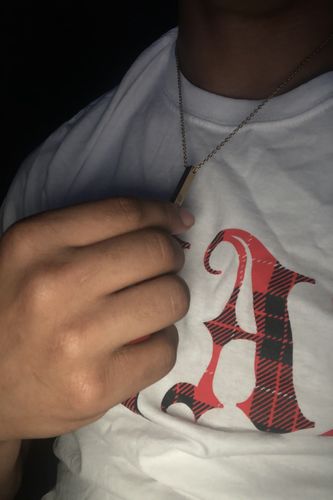 Customer photo review of Custom 3D Bar Necklace