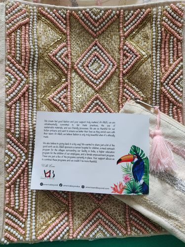 Customer photo review of Rose Gold Tote-Hand Beaded Metallic Tote For Women