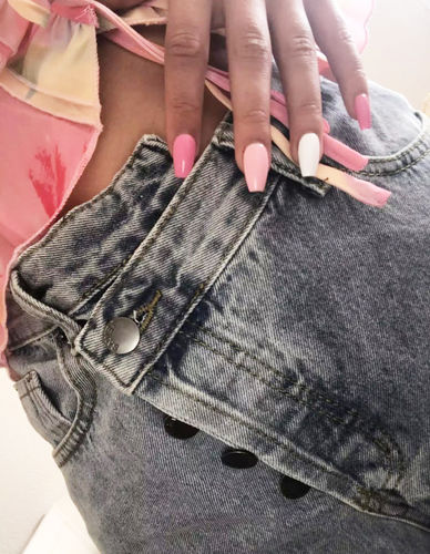 Customer photo review of High Rise Straight Leg Jeans