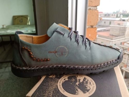 Customer photo review of Hand Stitching Breathable Casual Leather Shoes