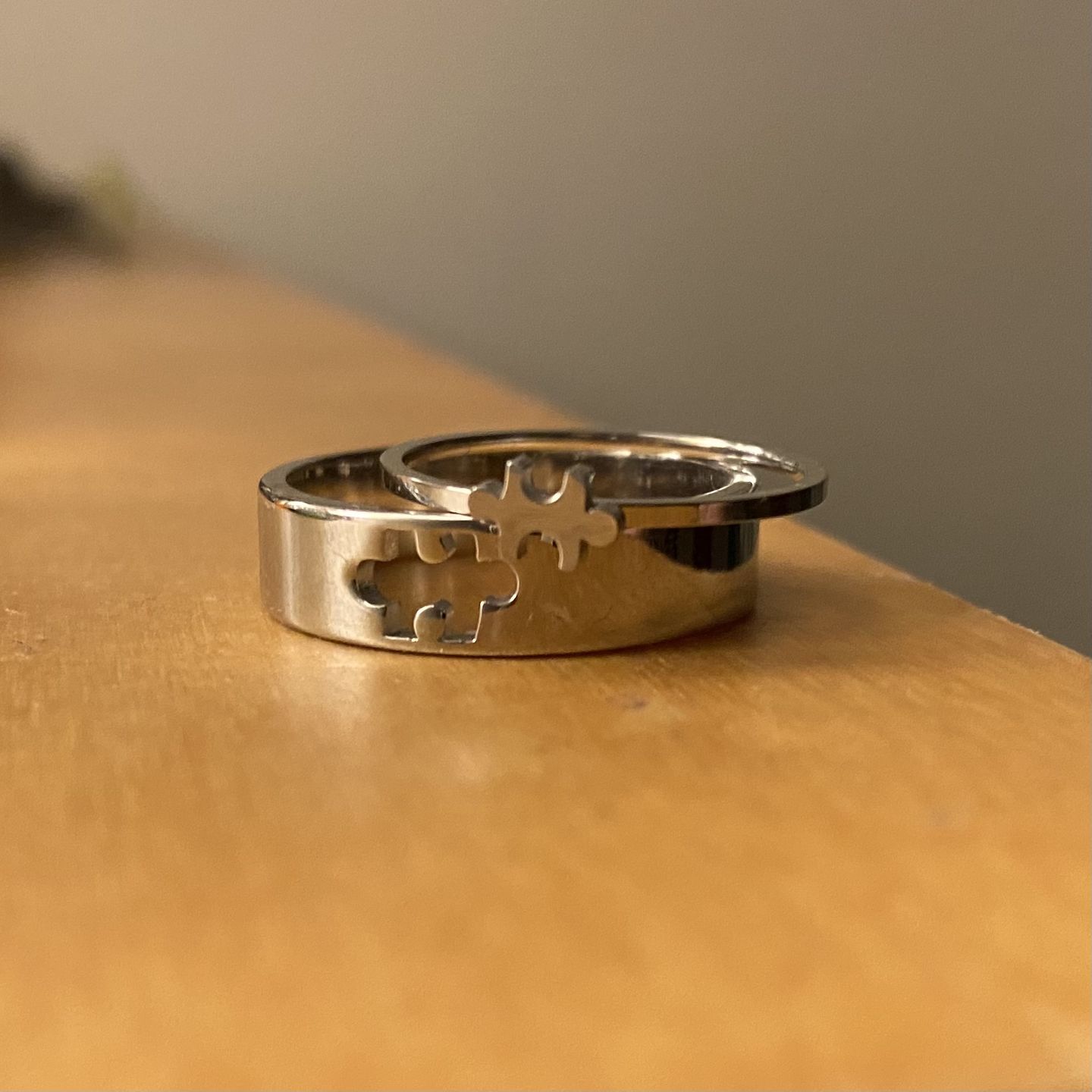 Customer photo review of You Complete Me Puzzle Couple Ring (See Description)