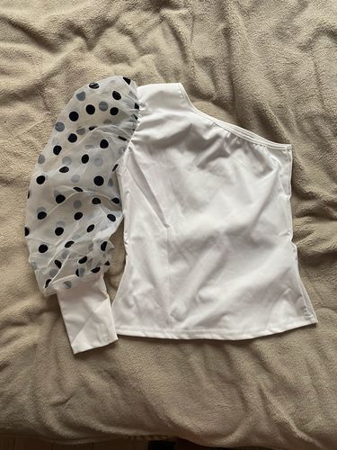 Customer photo review of Fashion Polka Dot Mesh Stitching Shirt