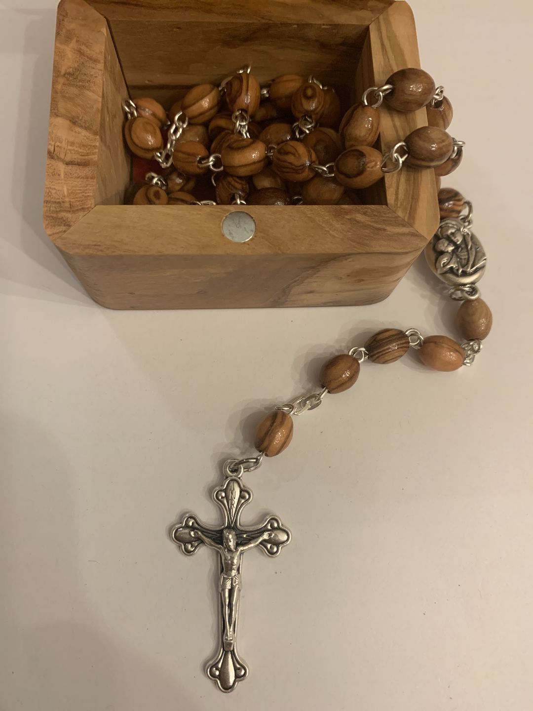 Customer photo review of Olive Wood Beads Rosary with Holy Soil - Holy Land Rosaries