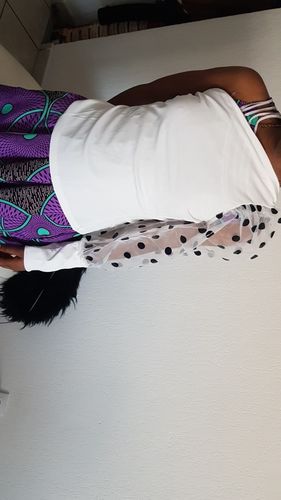 Customer photo review of Fashion Polka Dot Mesh Stitching Shirt