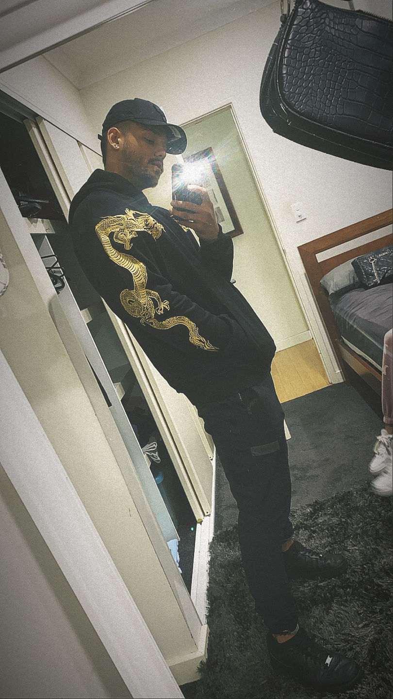 Customer photo review of Double Flying Dragons Embroidery Hoodie