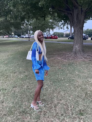 Customer photo review of Long sleeve mesh see through skirt set