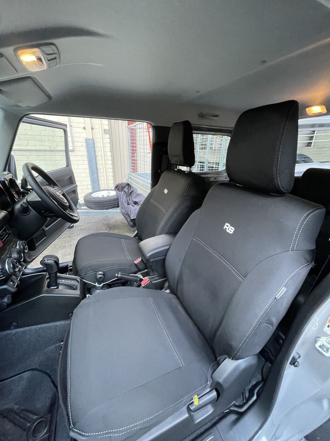 Customer photo review of Suzuki Jimny Neoprene Rear Row Seat Covers (Available)