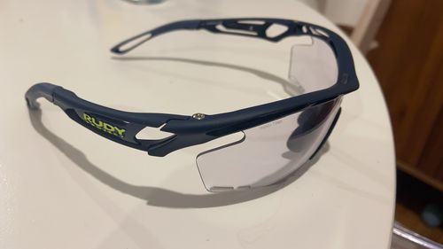 Customer photo review of Rudy Project Tralyx Blue Matte Photochromic Black Lenses