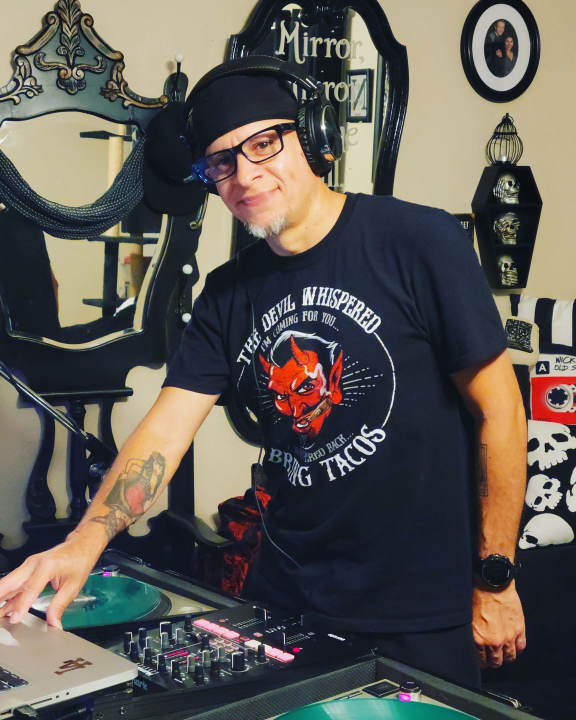 Customer photo review of The Devil Whispered...Bring Tacos OG T-Shirt