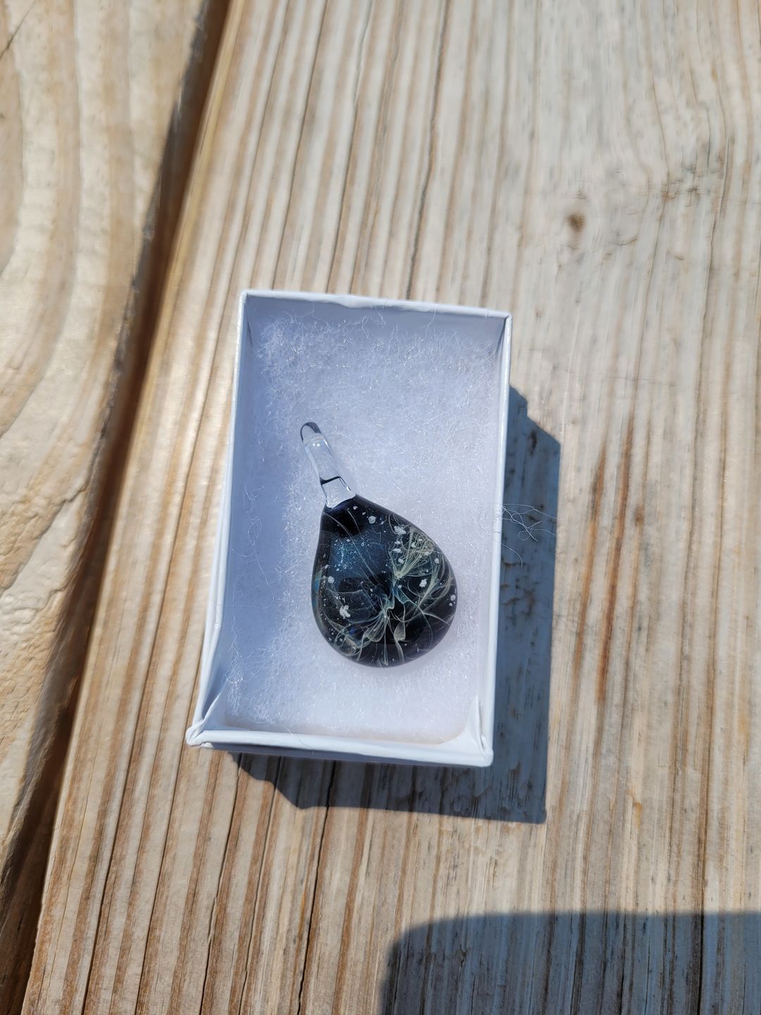 Customer photo review of Ghost Pendant with Infused Cremation Ashes