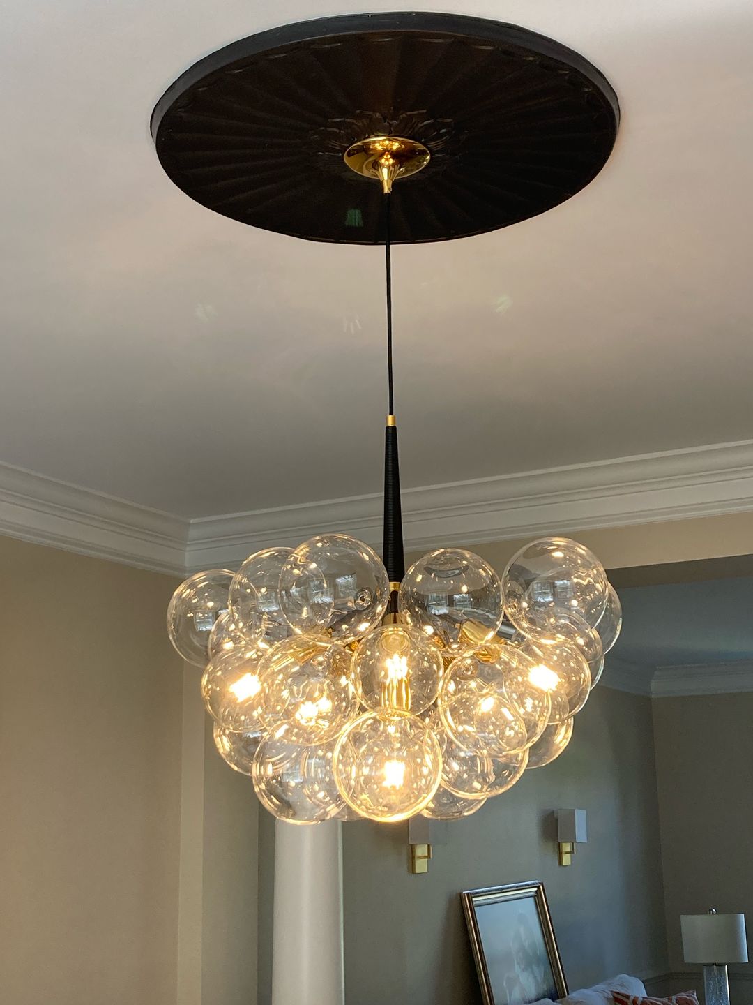 Customer photo review of Modern Clear Glass Bubble Cluster Chandelier