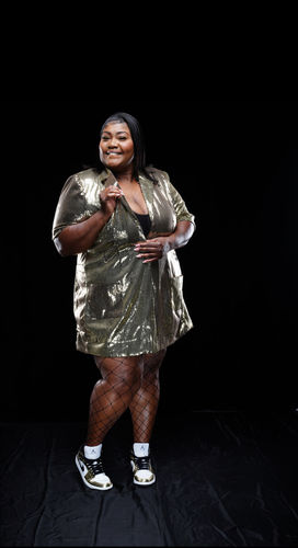 plus size gold sequin blazer