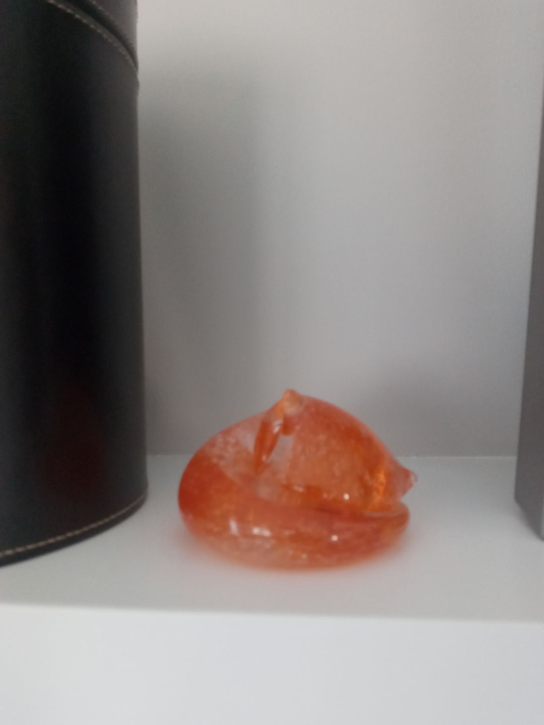 Customer photo review of Half-tone Sleeping Glass Cat with Infused Cremation Ashes