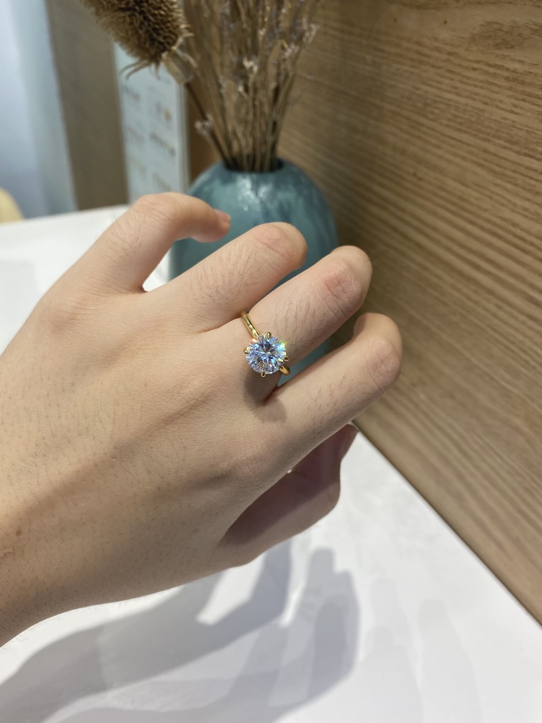 Customer photo review of Louily Classic Round Cut Engagement Ring For Women In Sterling Silver