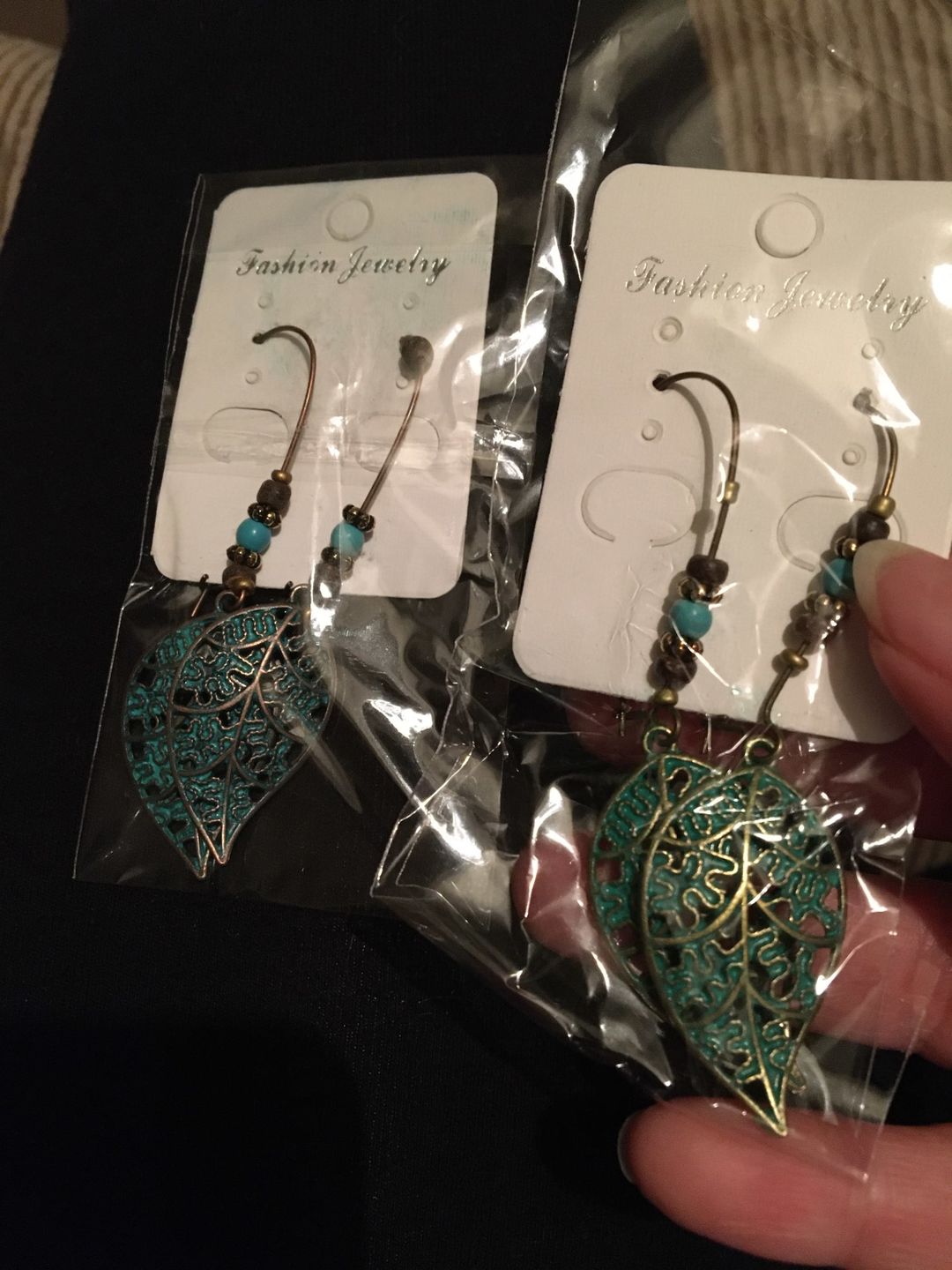 Customer photo review of Bohemian Style Leaf Earrings