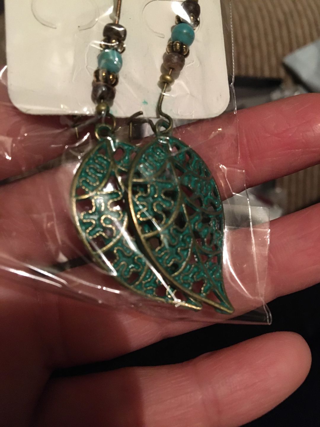 Customer photo review of Bohemian Style Leaf Earrings
