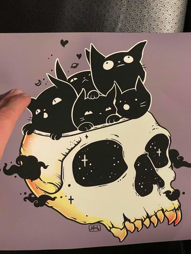 Customer photo review of Skull Full Of Cats, Matte Art Print Poster