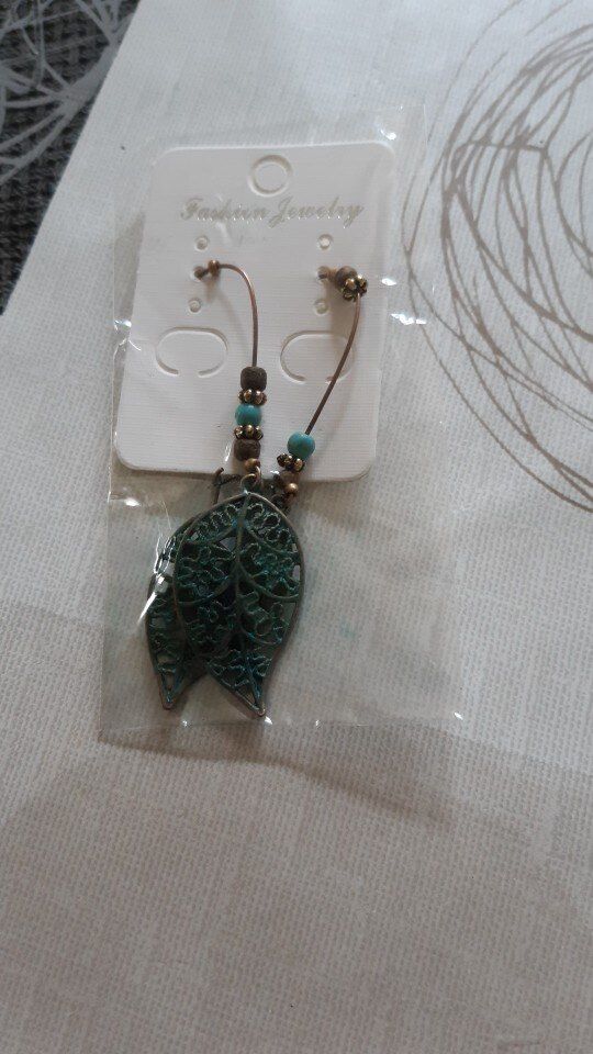 Customer photo review of Bohemian Style Leaf Earrings