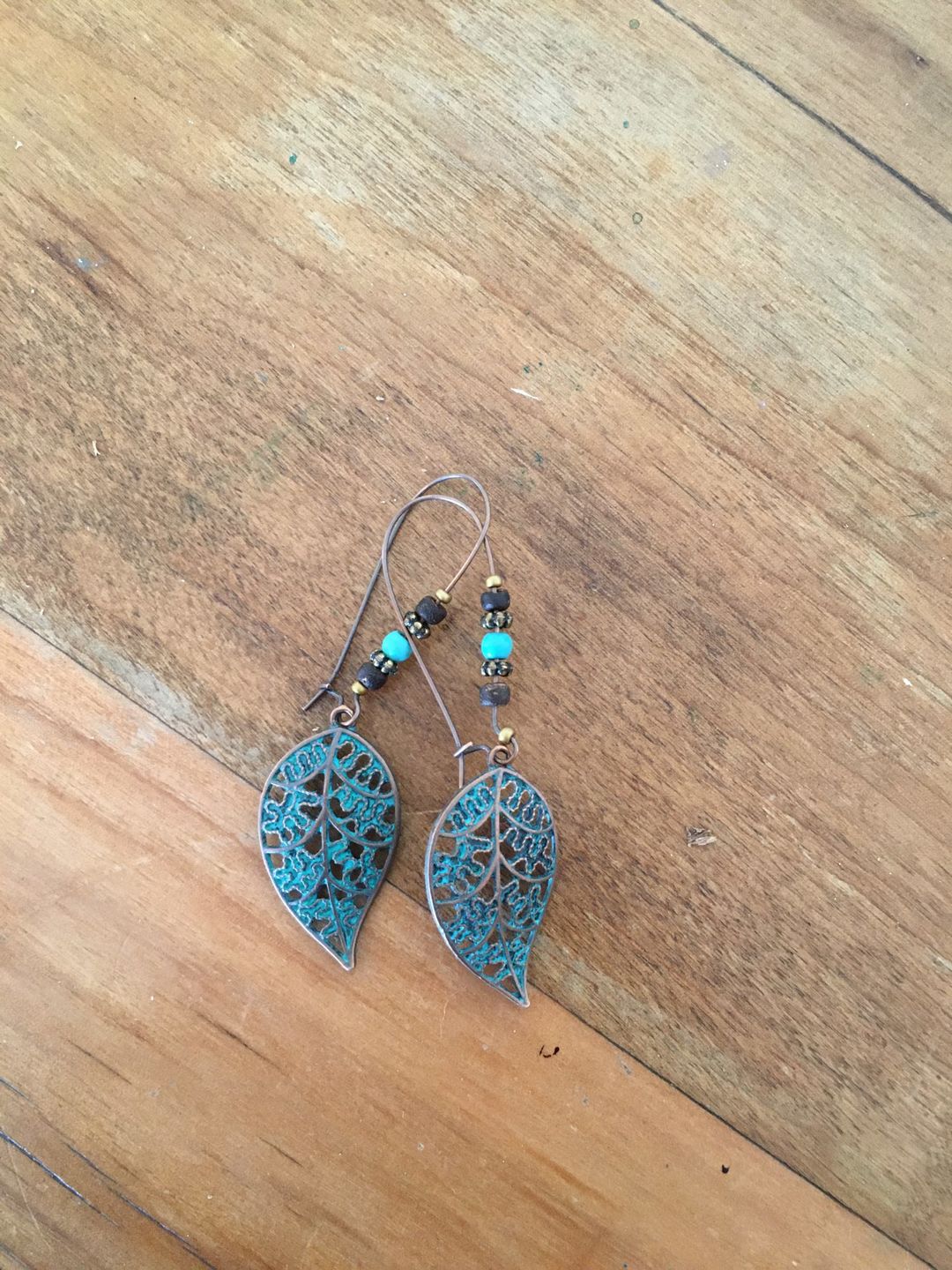 Customer photo review of Bohemian Style Leaf Earrings