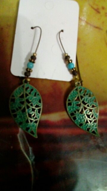 Customer photo review of Bohemian Style Leaf Earrings