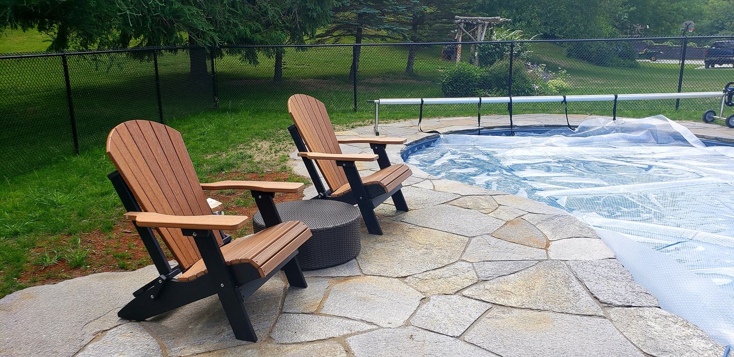 Customer photo review of DuraWeather Poly® King Size Folding Adirondack Chair - Exclusive Wood Grain Poly-resin