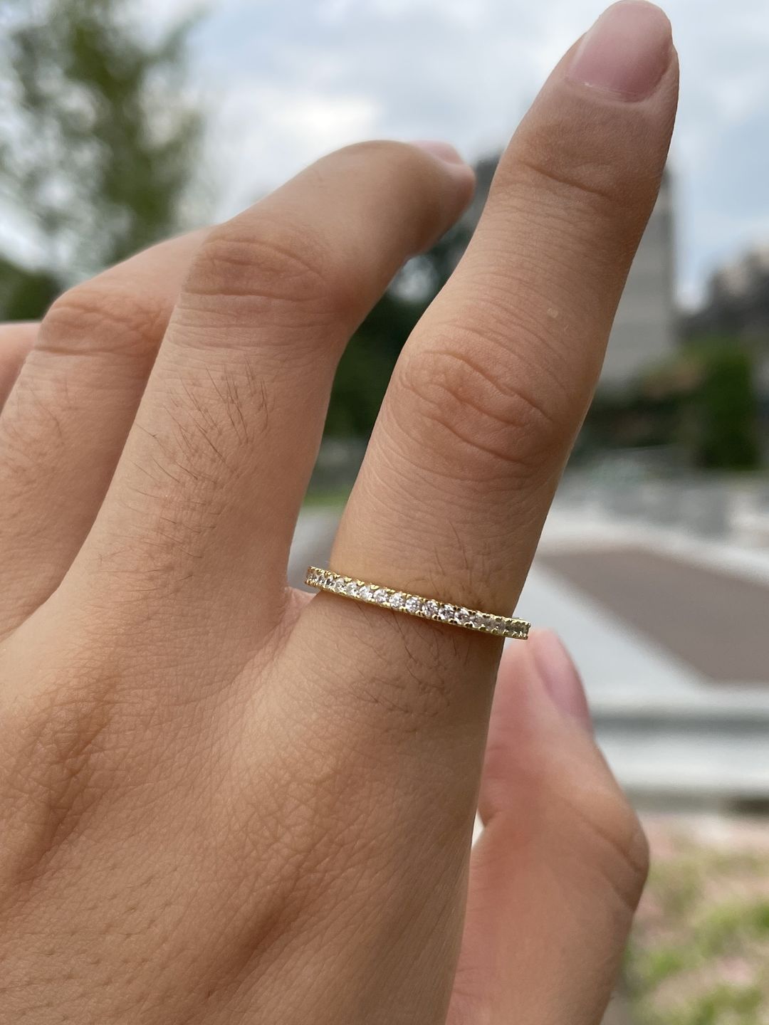 Customer photo review of Louily 0.5 Ct Round Cut Classic Full Eternity Thin Wedding Band For Women In Sterling Silver
