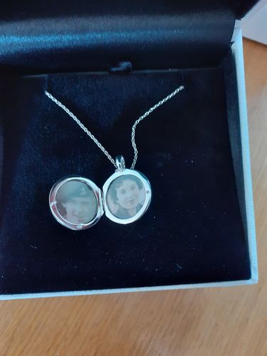 Customer photo review of Round Personalised Locket – Silver