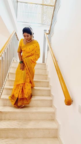 Customer photo review of MARIGOLD ORANGE WOVEN BANARASI SILK SAREE