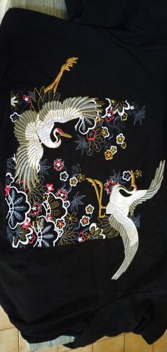 Customer photo review of Double Cranes Embroidery T-shirt