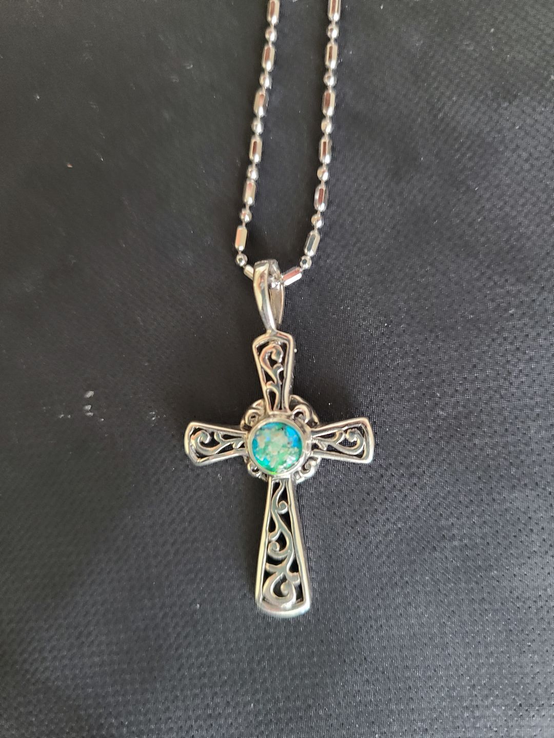 Customer photo review of Cross Pendant with Cremation Ash
